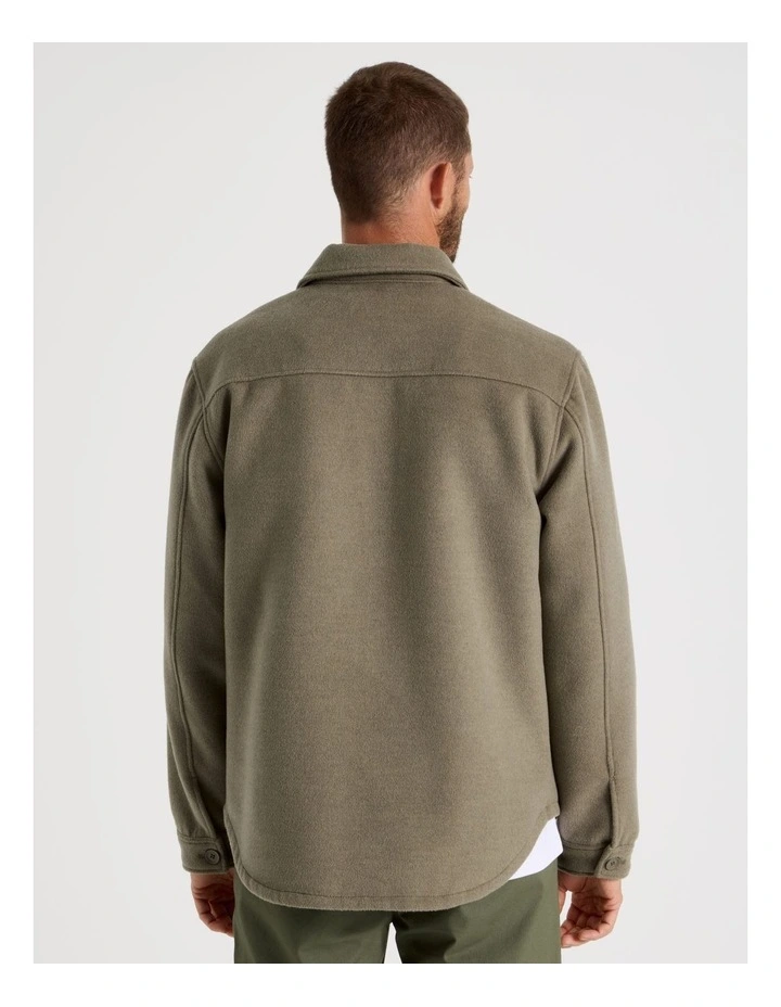 Double Pocket Flannel Shacket in Olive image 5