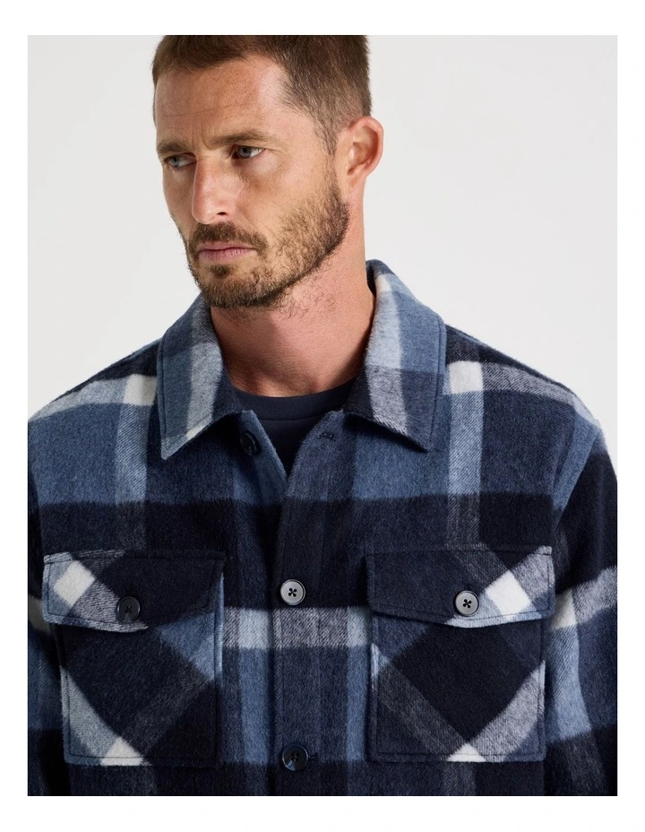Checked Shacket in Navy image 2