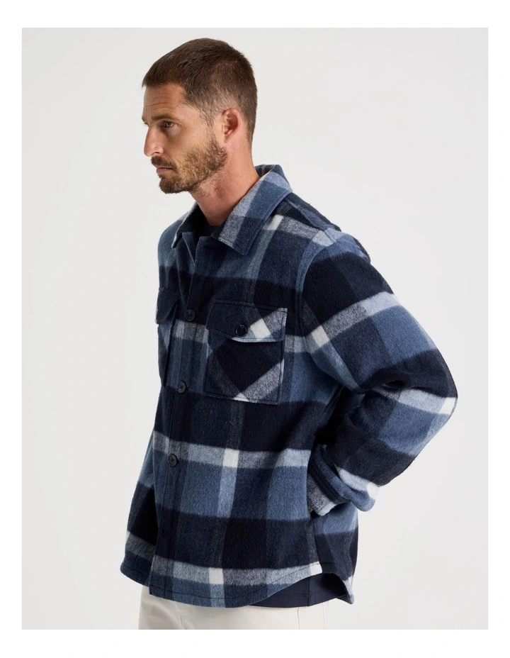 Checked Shacket in Navy image 4