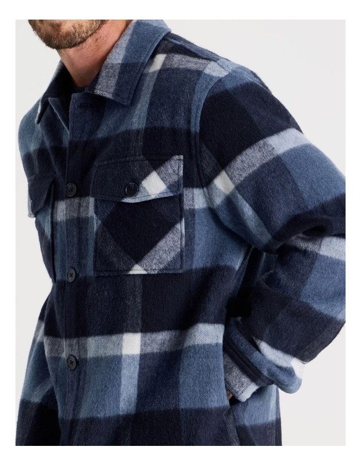 Checked Shacket in Navy image 5
