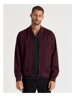 Water Resistant Bomber Jacket in Cherry