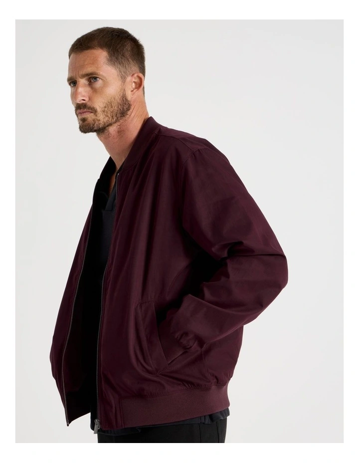 Water Resistant Bomber Jacket in Cherry image 2