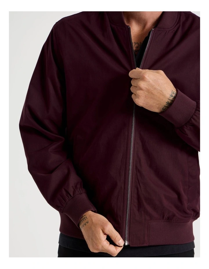 Water Resistant Bomber Jacket in Cherry image 3