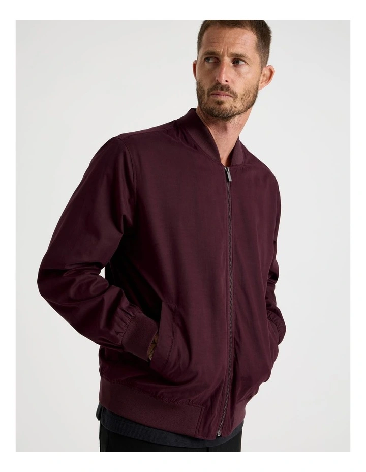 Water Resistant Bomber Jacket in Cherry image 6