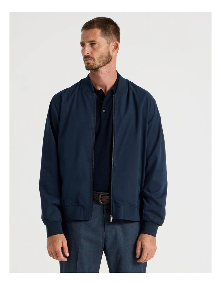 Water Resistant Bomber Jacket in Navy image 2