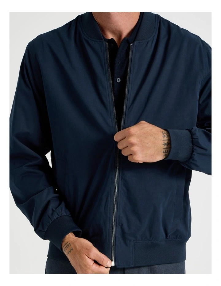 Water Resistant Bomber Jacket in Navy image 3