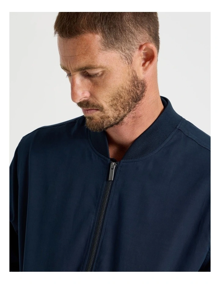 Water Resistant Bomber Jacket in Navy image 4