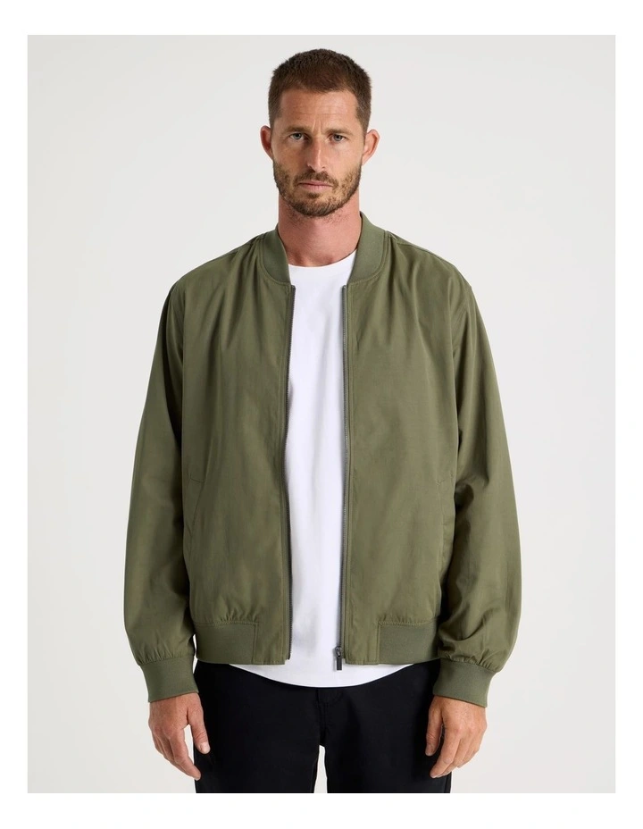 Water Resistant Bomber Jacket in Olive image 1
