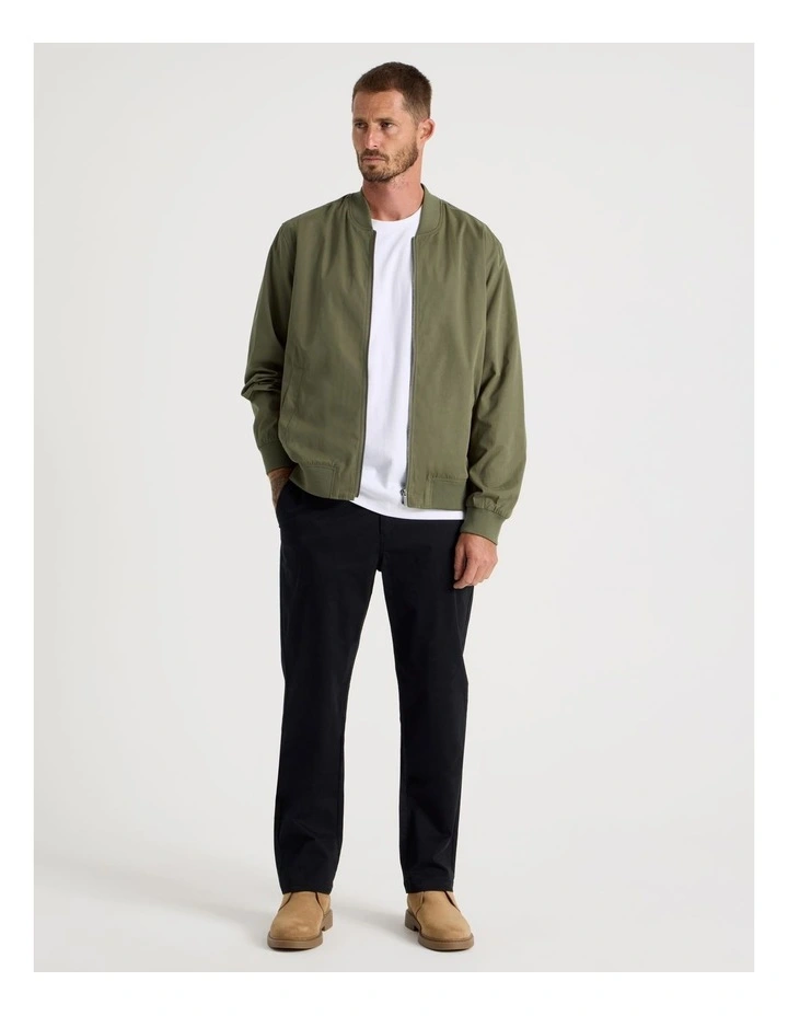 Water Resistant Bomber Jacket in Olive image 3
