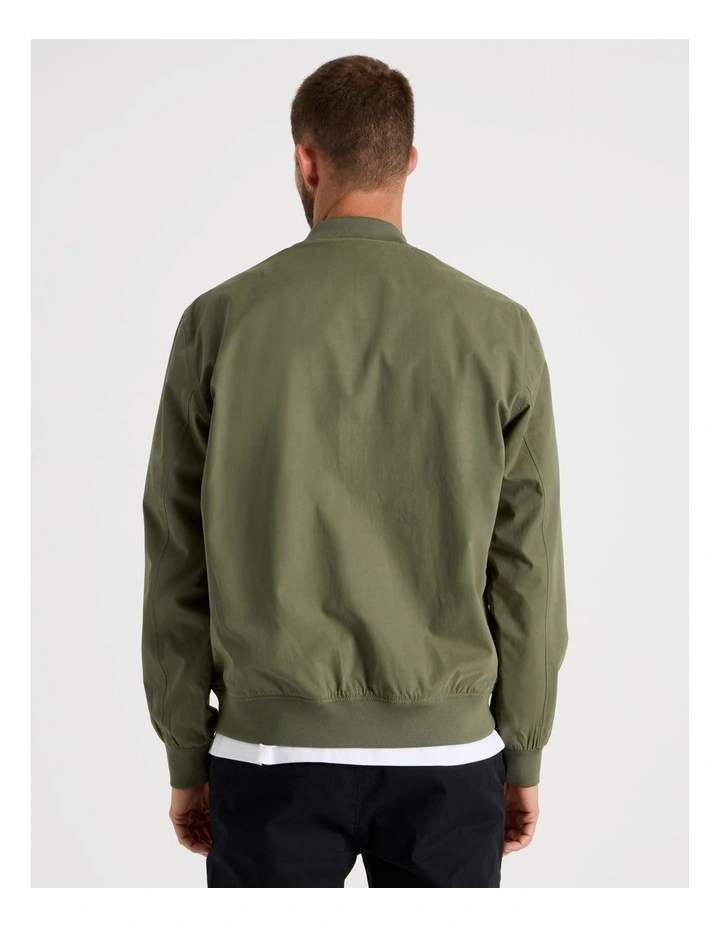 Water Resistant Bomber Jacket in Olive image 6