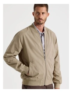 Water Resistant Bomber Jacket in Sand