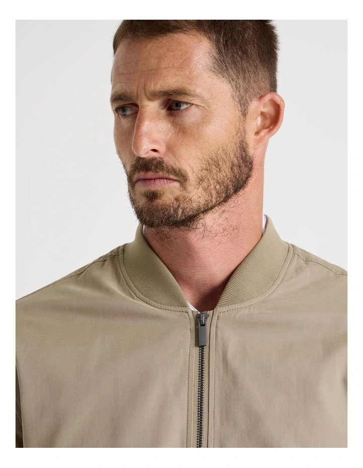 Water Resistant Bomber Jacket in Sand image 2