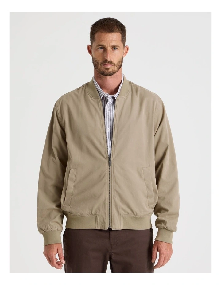 Water Resistant Bomber Jacket in Sand image 3