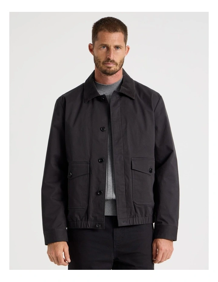 Contrast Collar Jacket in Charcoal image 1