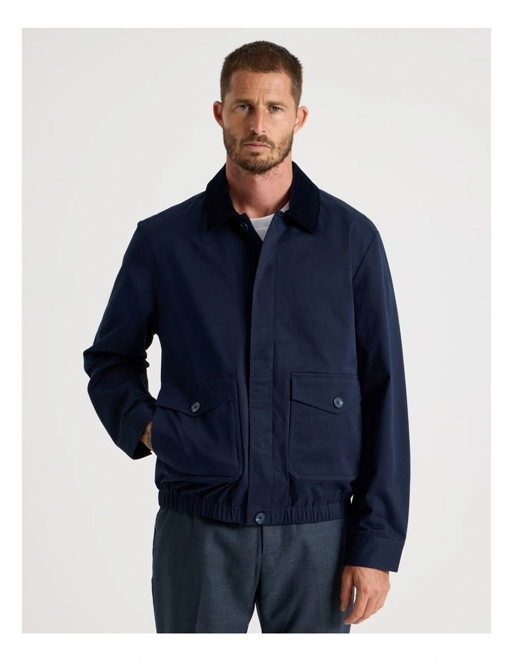 Contrast Collar Jacket in Navy image 1