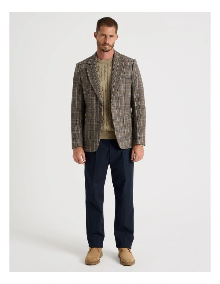 Single Breasted Checked Blazer in Brown image 3