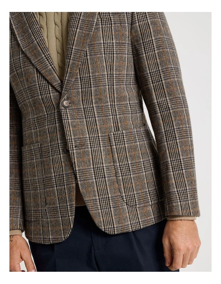 Single Breasted Checked Blazer in Brown image 4