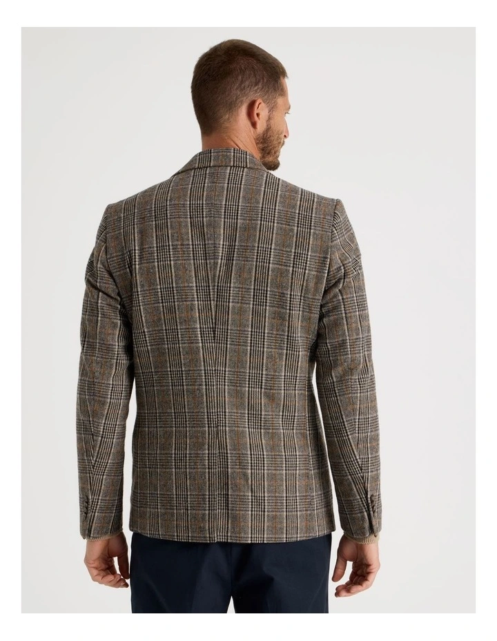 Single Breasted Checked Blazer in Brown image 6