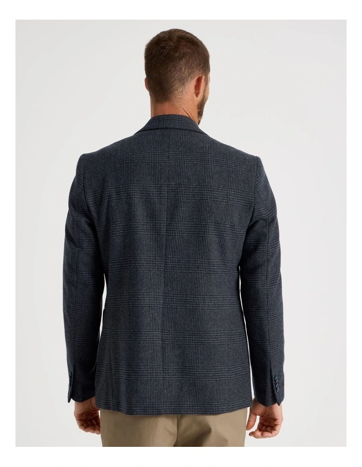 Single Breasted Checked Blazer in Navy image 6