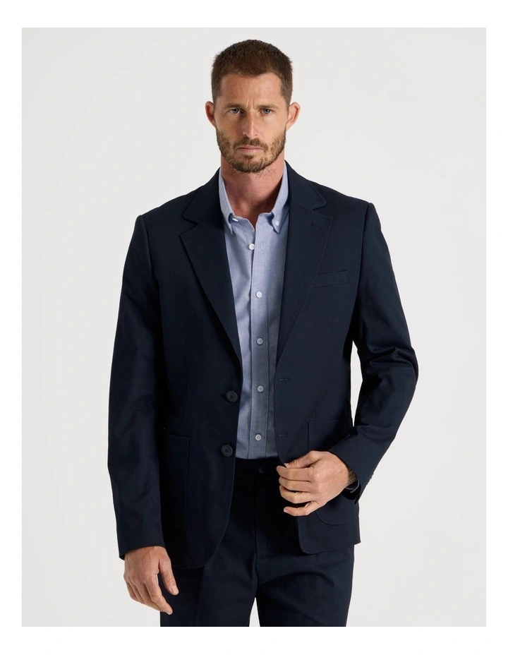 Single Breasted Textured Blazer in Navy image 1