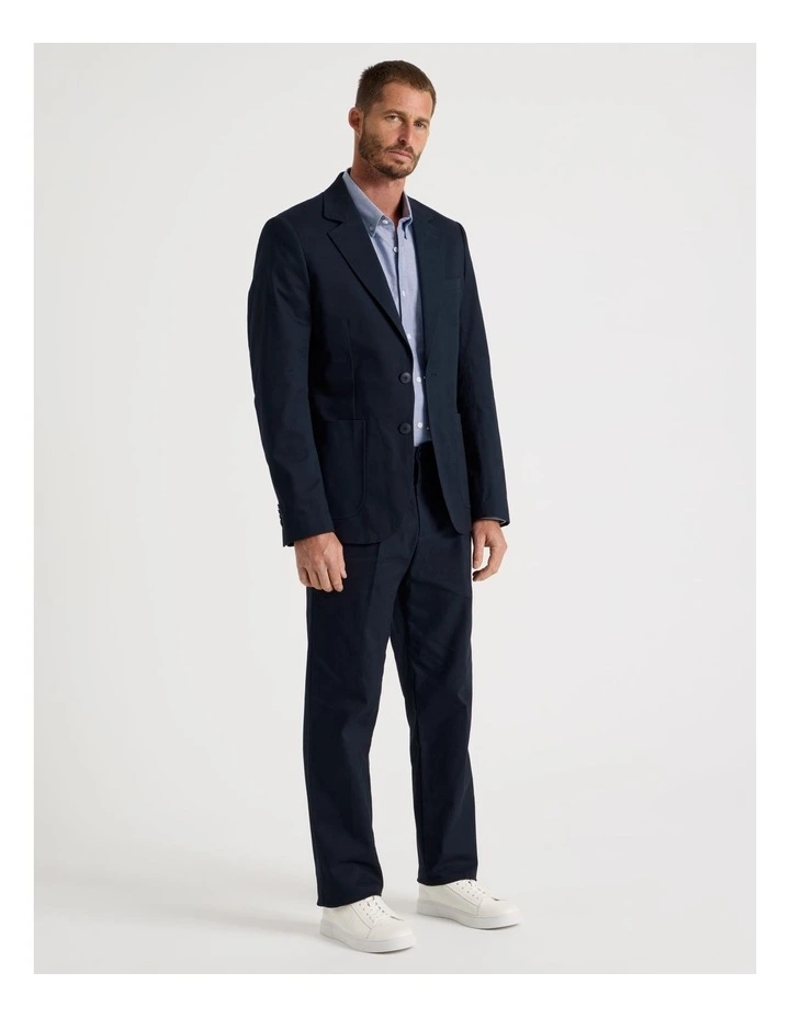 Single Breasted Textured Blazer in Navy image 2