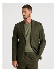 Single Breasted Textured Blazer in Olive