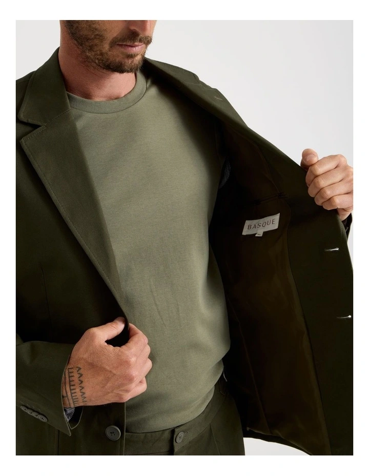 Single Breasted Textured Blazer in Olive image 5