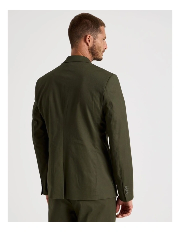 Single Breasted Textured Blazer in Olive image 6