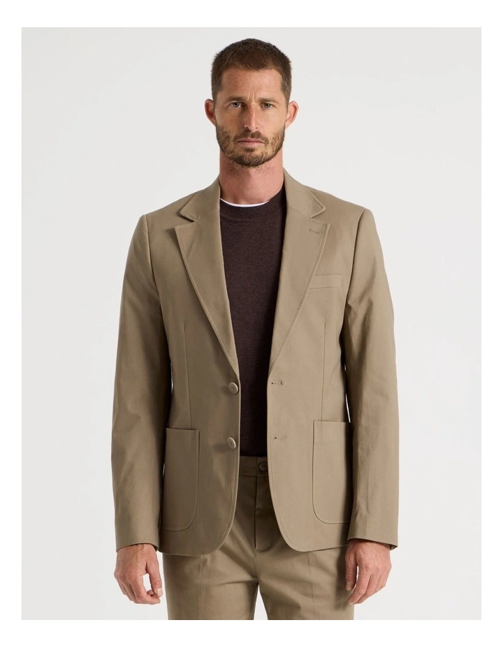 Single Breasted Textured Blazer in Taupe image 1