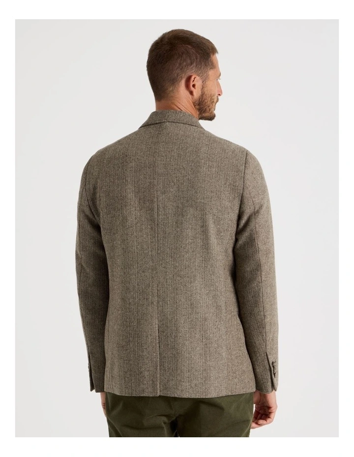 Single Breasted Herringbone Blazer in Stone image 6