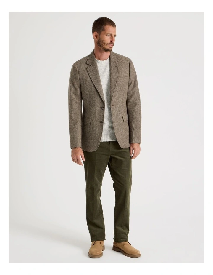 Single Breasted Herringbone Blazer in Stone image 7