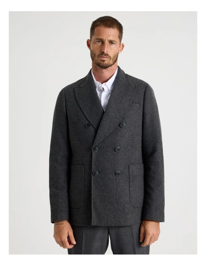 Double Breasted Blazer in Grey Marle image 3