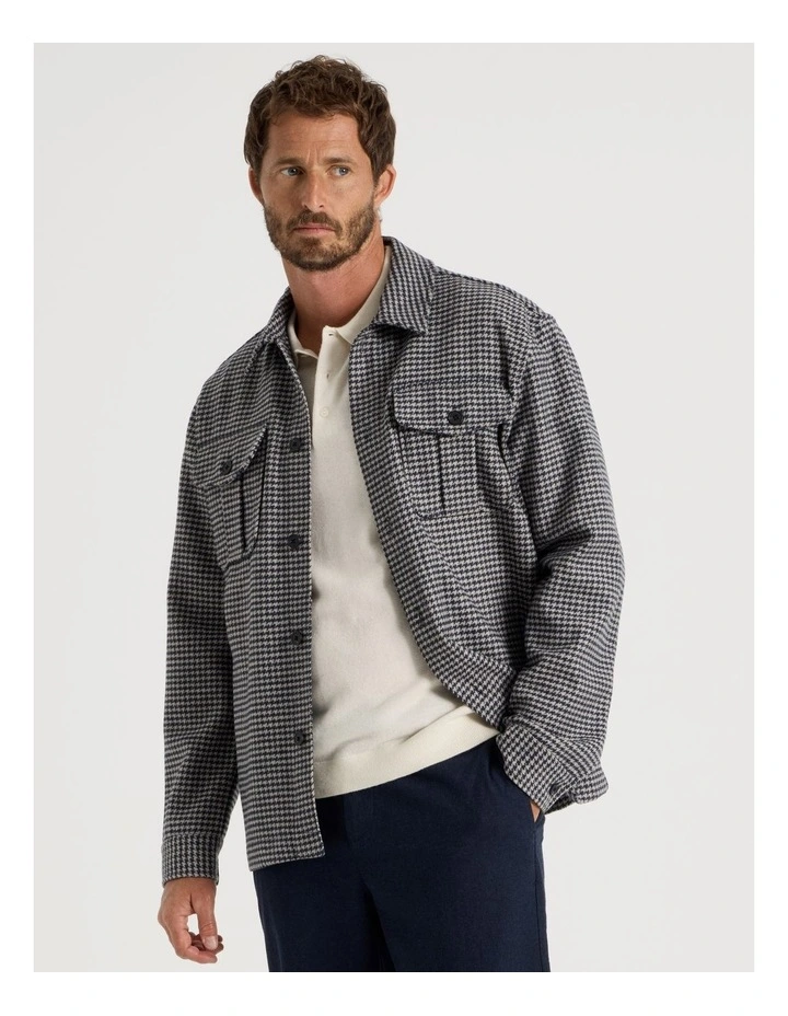 Wool Blend Shacket in Navy image 1