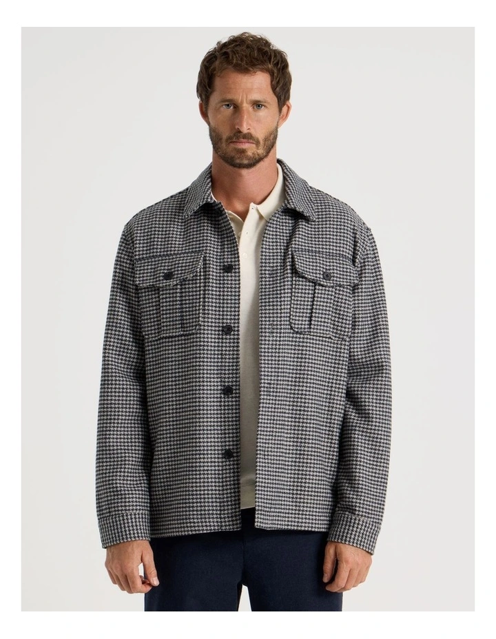 Wool Blend Shacket in Navy image 3