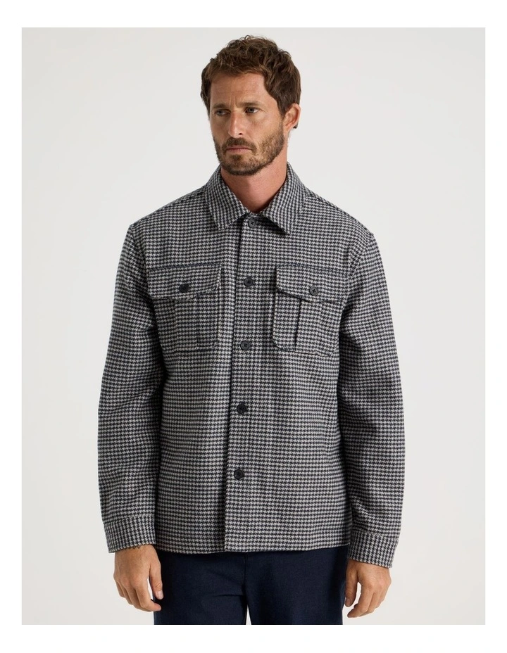 Wool Blend Shacket in Navy image 5