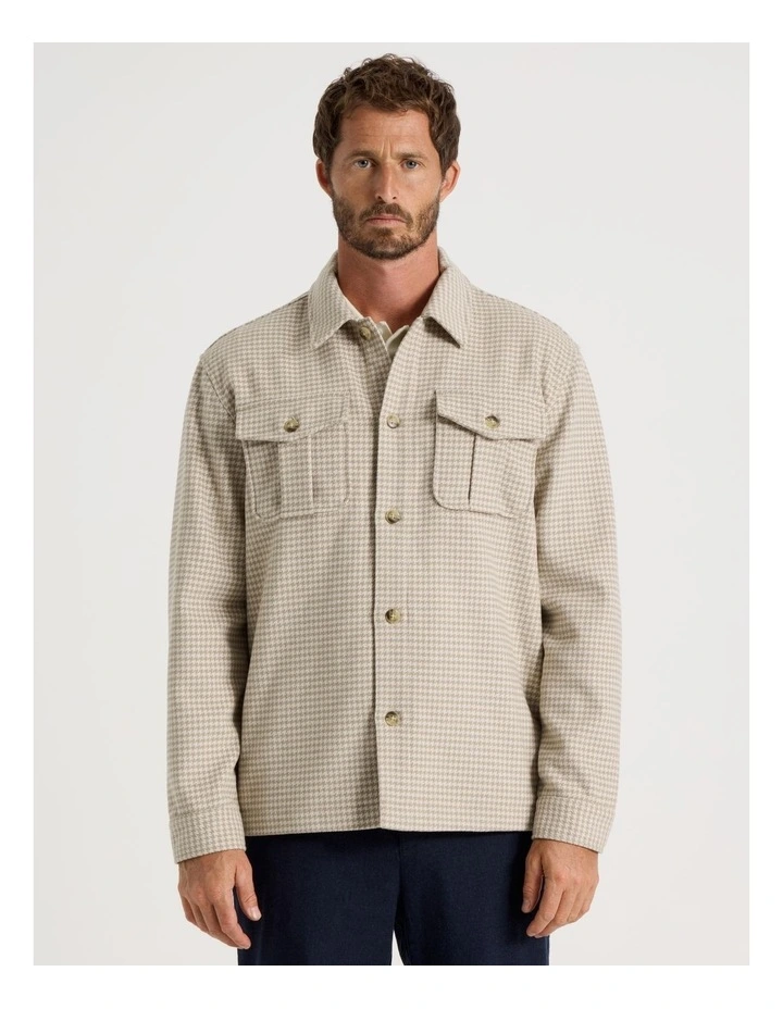 Wool Blend Shacket in Cream image 3