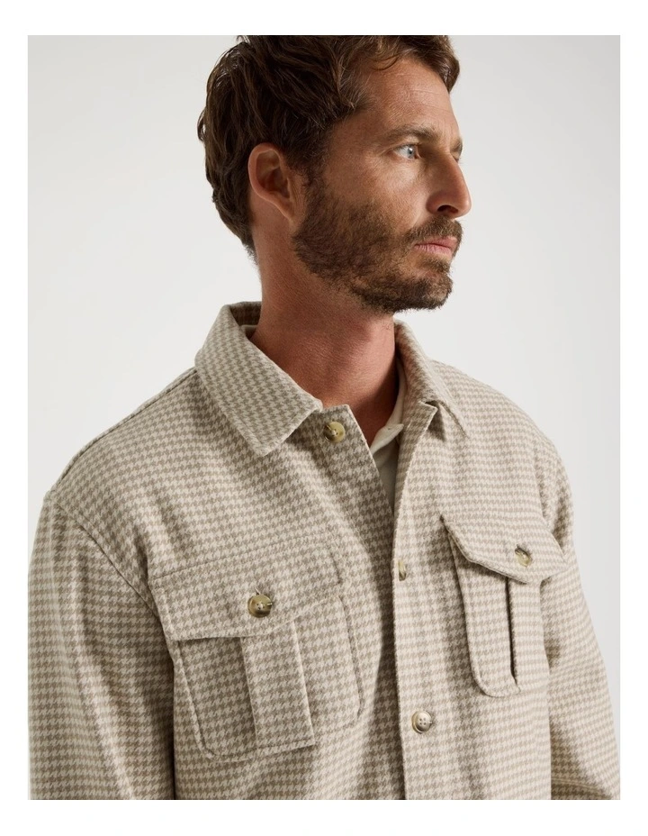 Wool Blend Shacket in Cream image 4