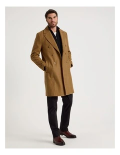 Double Breasted Longline Coat in Caramel