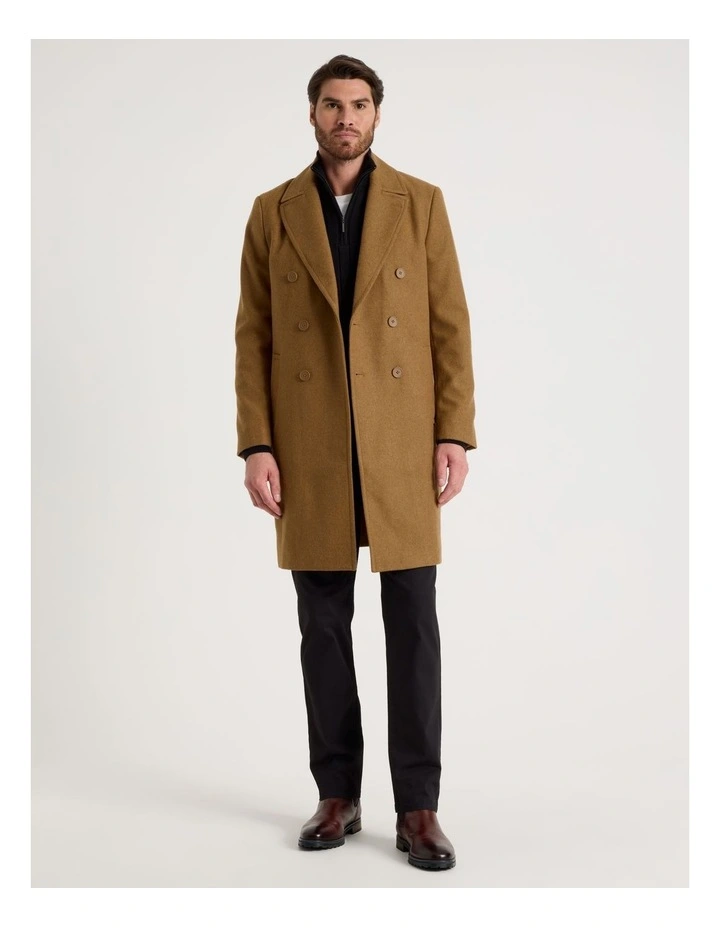 Double Breasted Longline Coat in Caramel image 4