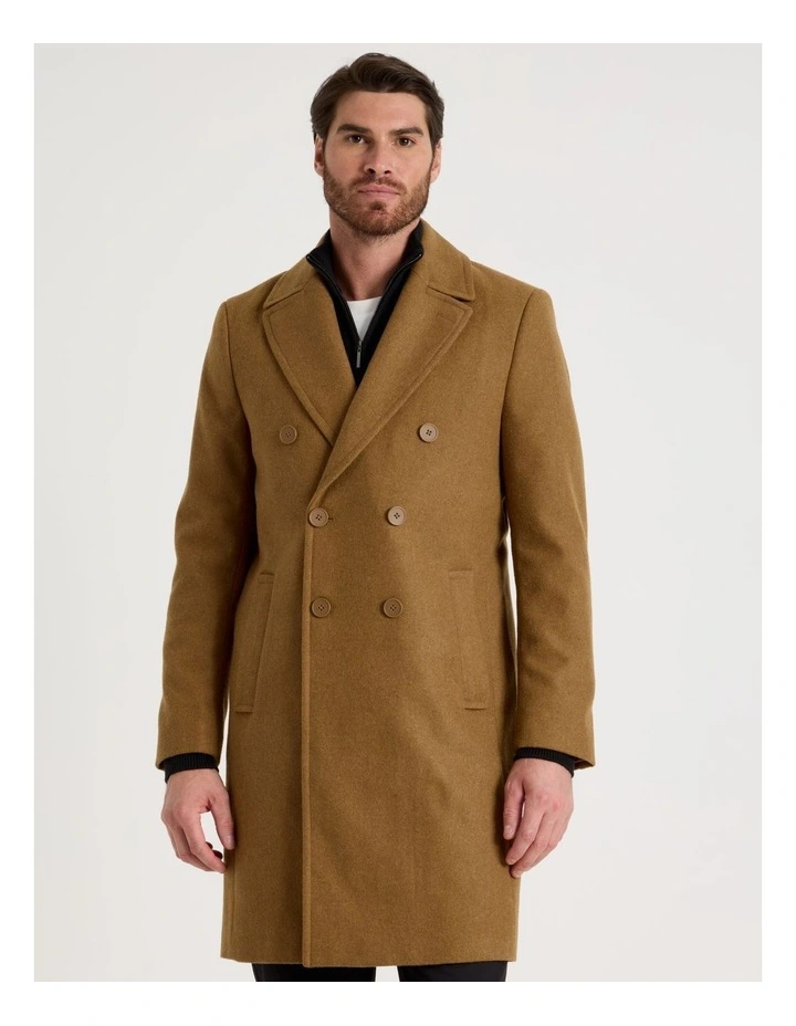 Double Breasted Longline Coat in Caramel image 5
