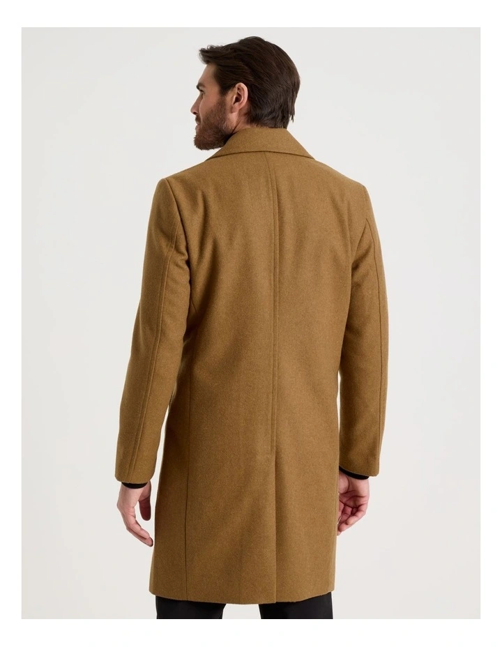 Double Breasted Longline Coat in Caramel image 6