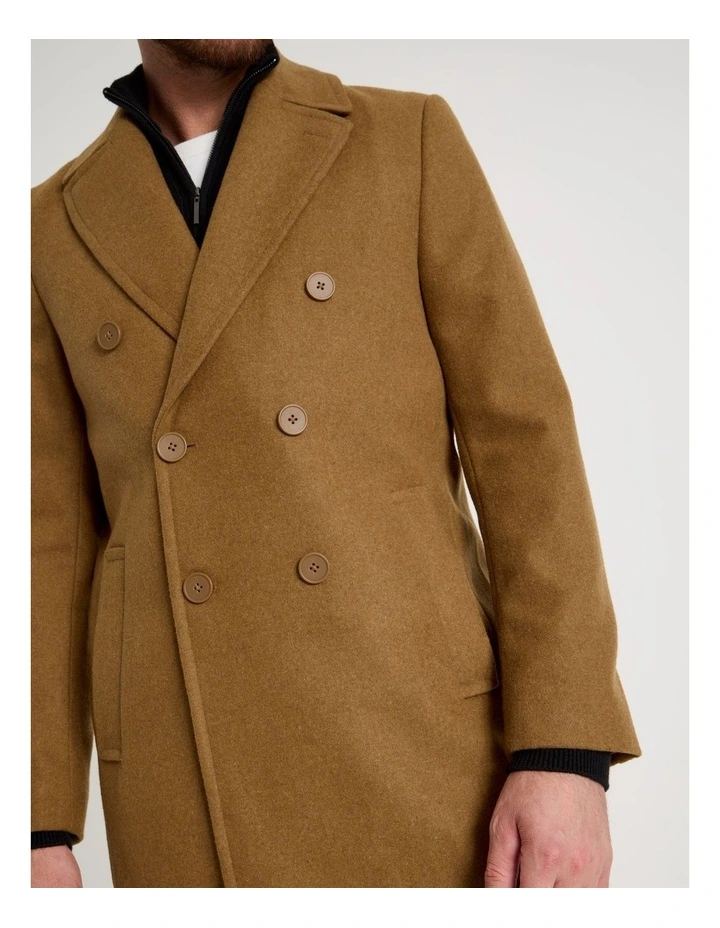 Double Breasted Longline Coat in Caramel image 7