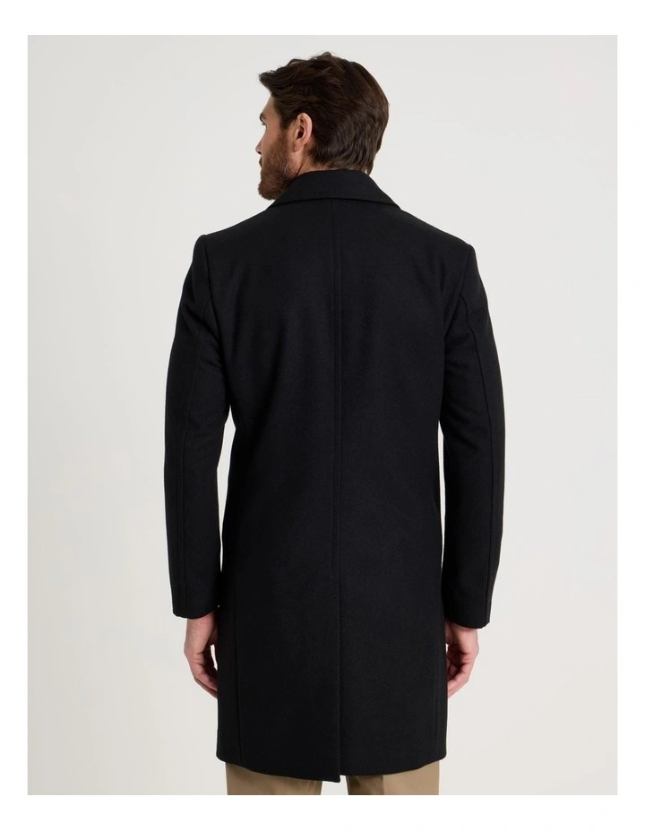 Double Breasted Longline Coat in Black image 6