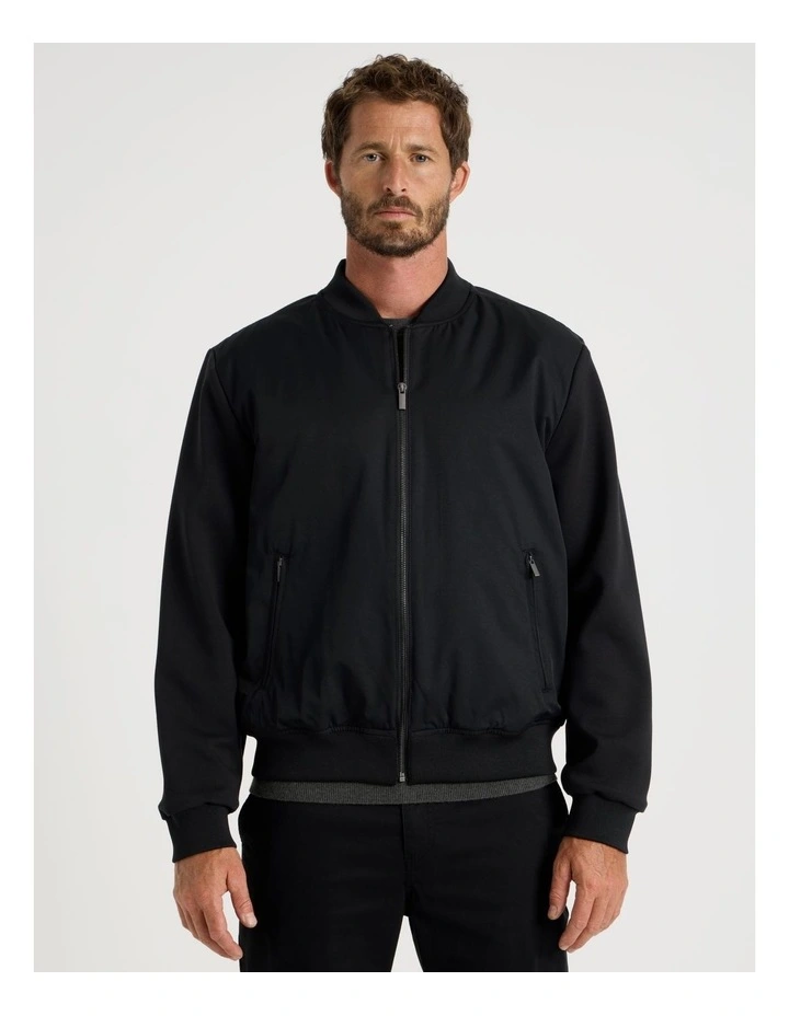 Mixed Media Bomber Jacket in Black image 1