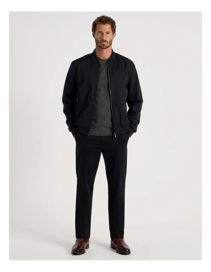 Mixed Media Bomber Jacket in Black image 2