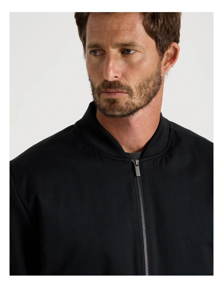 Mixed Media Bomber Jacket in Black image 4