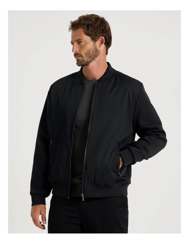 Mixed Media Bomber Jacket in Black image 5
