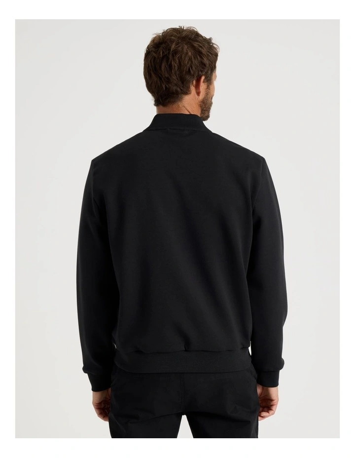 Mixed Media Bomber Jacket in Black image 6