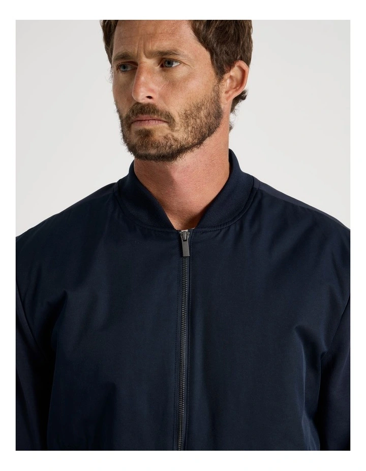 Mixed Media Bomber Jacket in Navy image 5