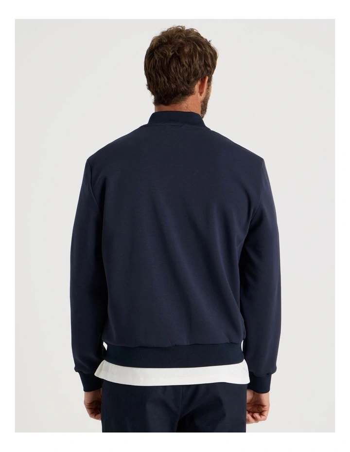 Mixed Media Bomber Jacket in Navy image 6